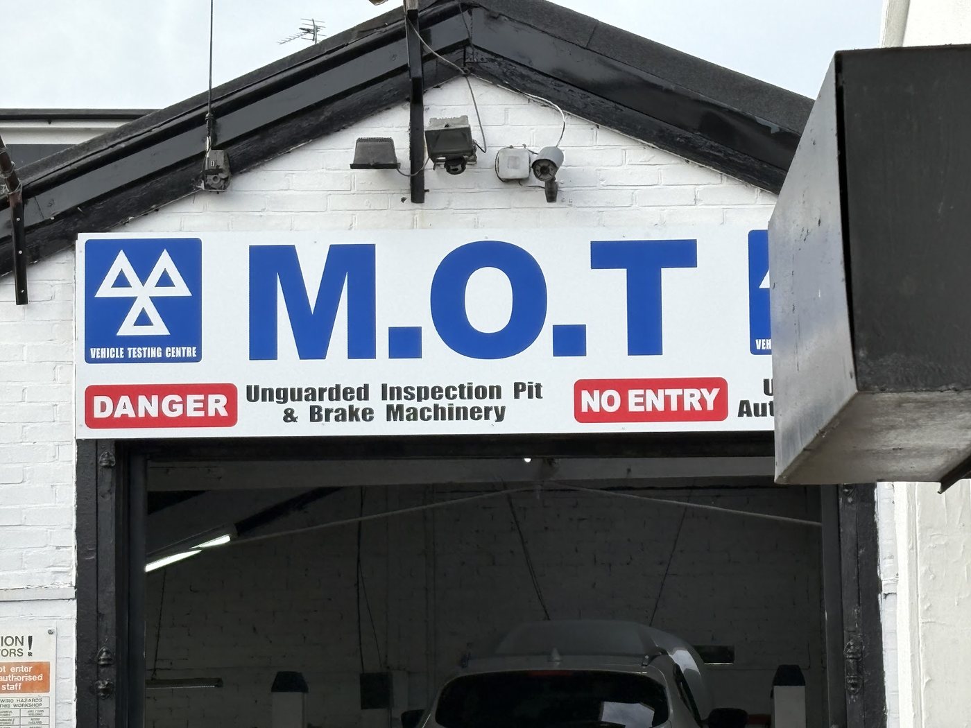 The Class 4 MOT test bay at Wellington Garage with a car inside